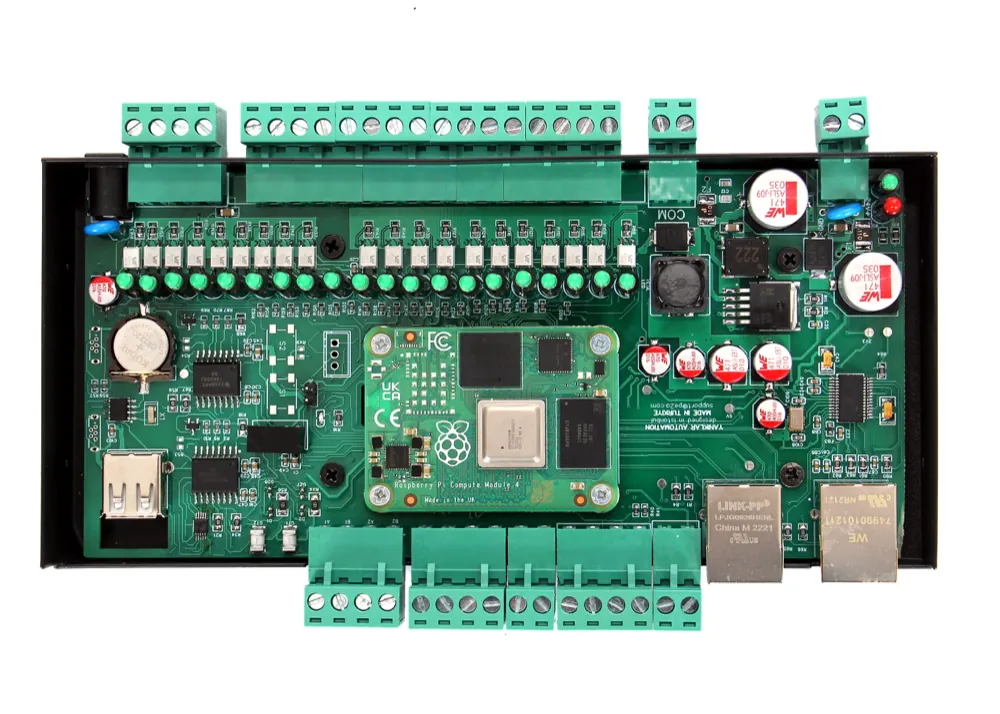 Raspberry Pi Compute Module taşıyıcı kart — 16 kanal I/O ve çift Ethernet